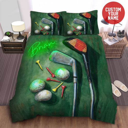 Personalized Golf Painting Custom Name Duvet Cover Bedding Set
