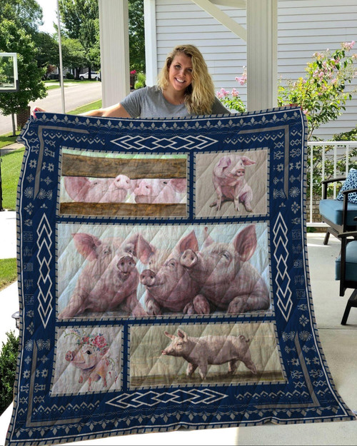 Pig Friends Quilt Blanket Great Customized Blanket Gifts For Birthday Christmas Thanksgiving
