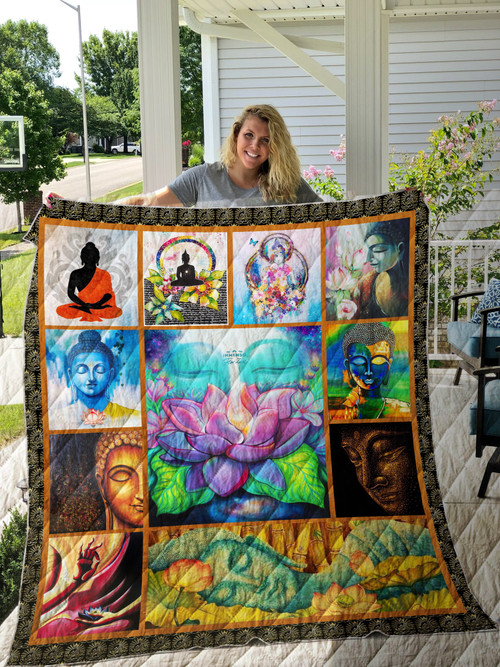Buddha On The Lotus Quilt Blanket Great Customized Blanket Gifts For Birthday Christmas Thanksgiving