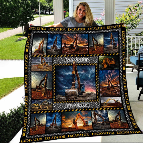 Excavator Powerful Machine Quilt Blanket Great Customized Blanket Gifts For Birthday Christmas Thanksgiving