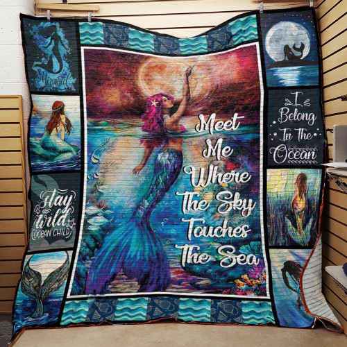 Mermaid Meet Me Where The Sky Touches The Sea Quilt Blanket Great Customized Blanket Gifts For Birthday Christmas Thanksgiving