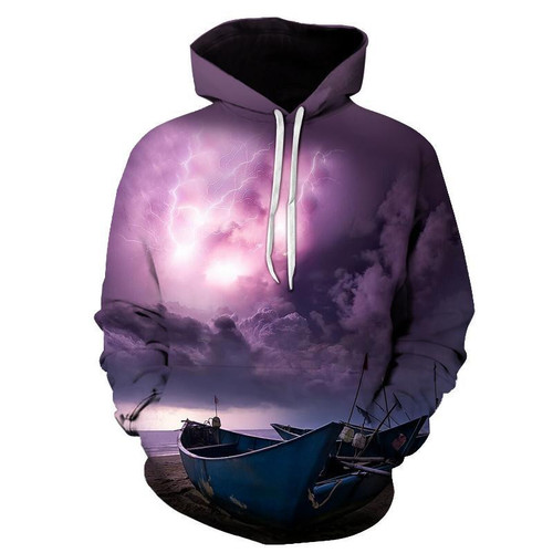Purple Lightning Boat 3D All Over Print Hoodie, Or Zip-up Hoodie