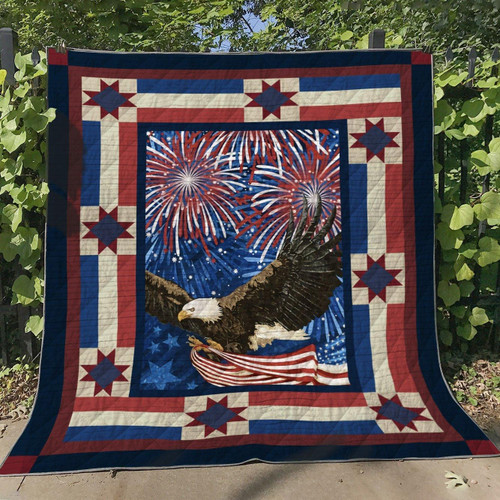Eagle Firework Quilt Blanket Great Customized Blanket Gifts For Birthday Christmas Thanksgiving