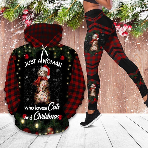 Just A Woman Who Loves Cats And Christmas 3D Hoodie Legging Set Combo