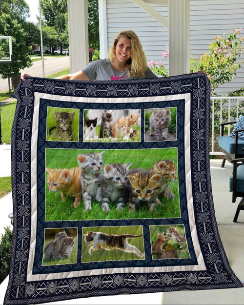 Kitties In The Grass Quilt Blanket Great Customized Blanket Gifts For Birthday Christmas Thanksgiving