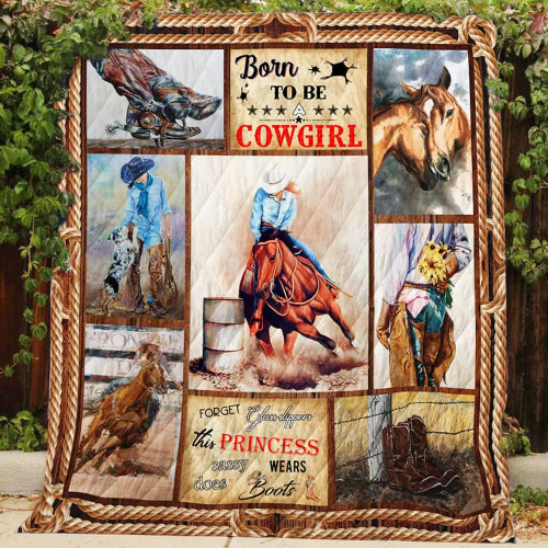 Born To Be A Cowgirl Quilt Blanket Great Customized Blanket Gifts For Birthday Christmas Thanksgiving