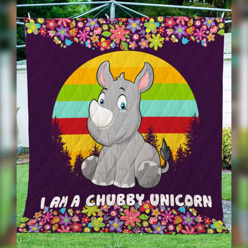 I Am A Chubby Unicorn Rhino Quilt Blanket Great Customized Blanket Gifts For Birthday Christmas Thanksgiving