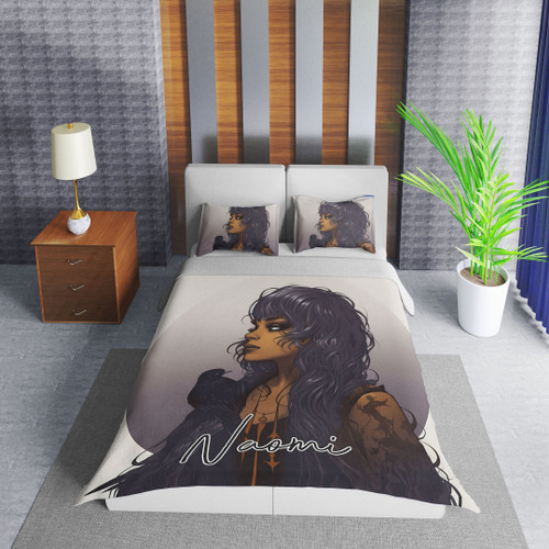 Personalized Black Gothic Girl And Black Raven Artwork Duvet Cover Bedding Sets