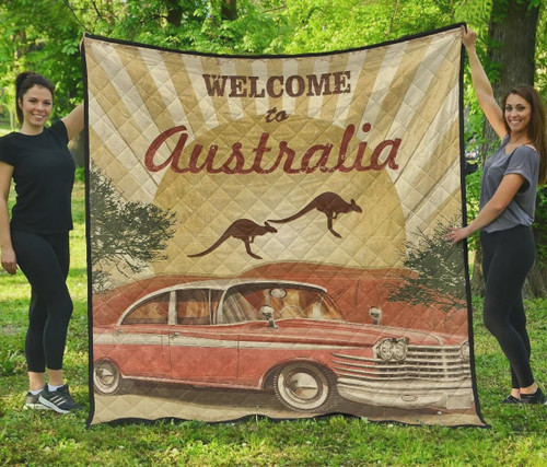 Kangaroo Welcome To Australia Quilt Blanket Great Customized Blanket Gifts For Birthday Christmas Thanksgiving