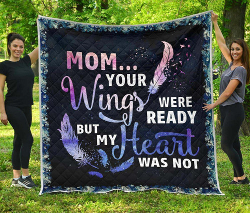 Mom Your Wings Were Ready Blanket From Son Daughter Gifts For Mother Galaxy Feathers Quilt Blanket Great Customized Blanket Gifts For Mother's Day Birthday Christmas Thanksgiving