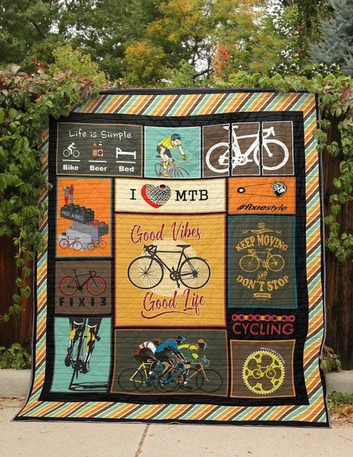 Cycling Good Vibes Good Life Quilt Blanket Great Customized Blanket Gifts For Birthday Christmas Thanksgiving