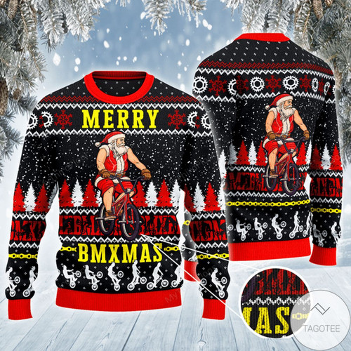 Santa On Bmxmas For Unisex Ugly Christmas Sweater, All Over Print Sweatshirt
