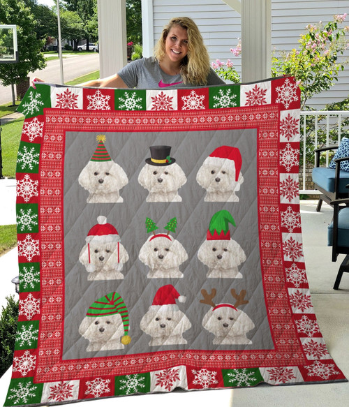 Poodles Christmas Quilt Blanket Great Customized Blanket Gifts For Birthday Christmas Thanksgiving