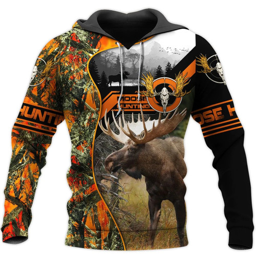 Moose Hunting Camouflage Unisex 3D All Over Print Hoodie, Zip Up Hoodie