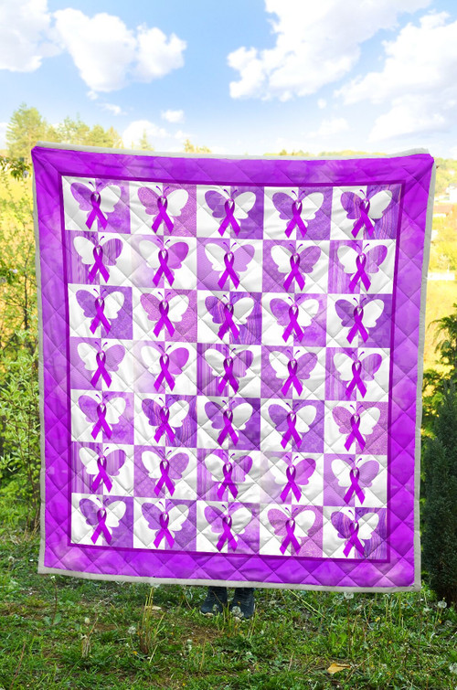 Alzheimer's Butterfly Pattern Quilt Blanket Great Gifts For Birthday Christmas Thanksgiving Anniversary