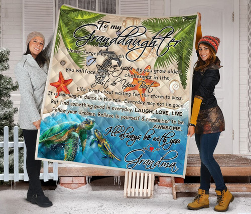 Personalized Beach To My Granddaughter From Grandma Quilt Blanket Great Gifts For Birthday Christmas Thanksgiving Anniversary