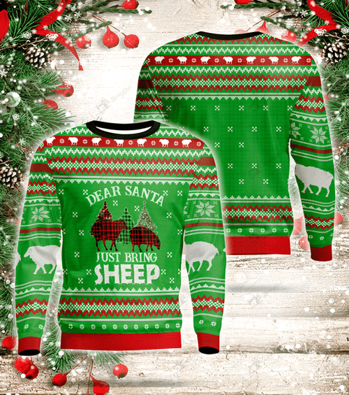 Dear Santa Just Bring Sheep For Unisex Ugly Christmas Sweater, All Over Print Sweatshirt