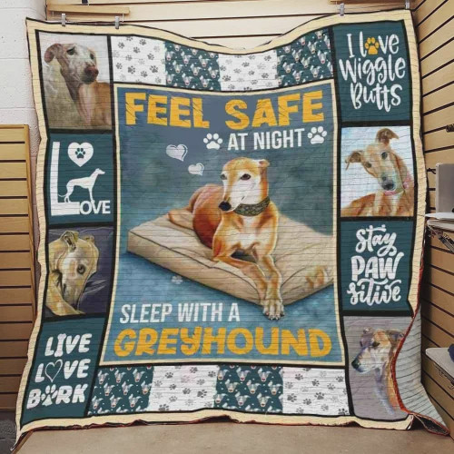 Greyhound Dog Drawing Feel Safe Quilt Blanket Great Customized Blanket Gifts For Birthday Christmas Thanksgiving