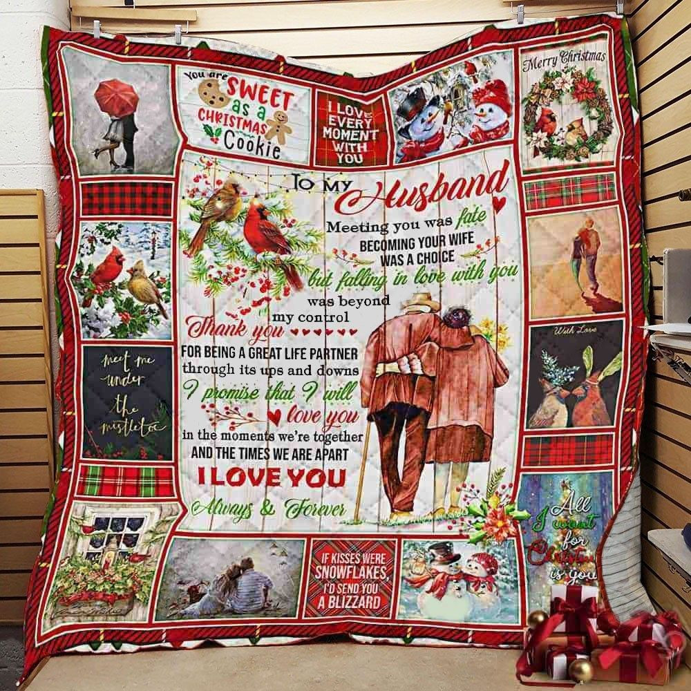 Personalized Cardinal To My Husband From Wife I Promise That I Will Love You Quilt Blanket Great Customized Gifts For Birthday Christmas Thanksgiving Wedding