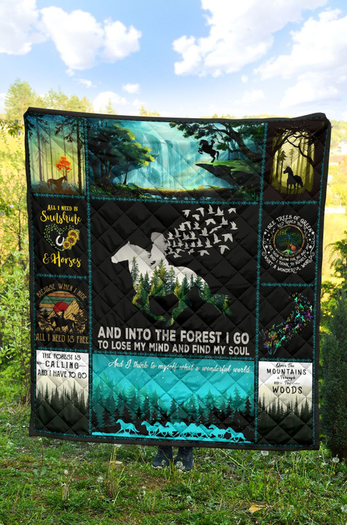Horse Into The Forest Quilt Blanket Great Customized Blanket Gifts For Birthday Christmas Thanksgiving Anniversary