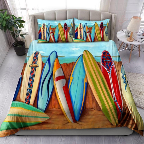 Colorful Surfboard Beach Bed Sheets Spread Duvet Cover Bedding Set