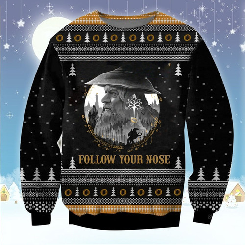 Follow Your Nose For Unisex Ugly Christmas Sweater, All Over Print Sweatshirt