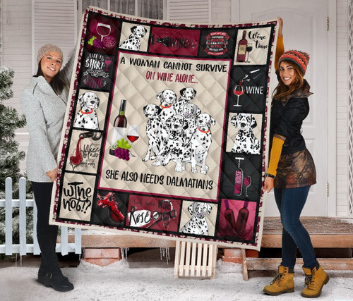 Dalmatian And Wine Life Is Short To Buy Wine Quilt Blanket