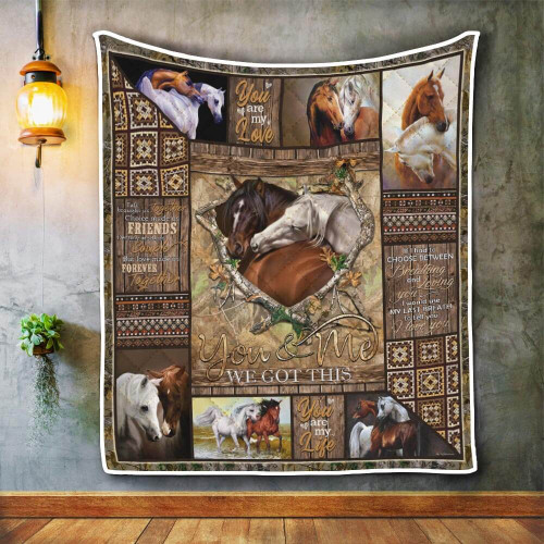 Couple Horse You And Me We Got This Black Manes And White Manes Horses Quilt Blanket Great Customized Blanket Gifts For Birthday Christmas Thanksgiving