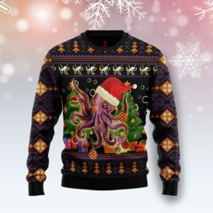 Octopus Ornament For Unisex Ugly Christmas Sweater, All Over Print Sweatshirt