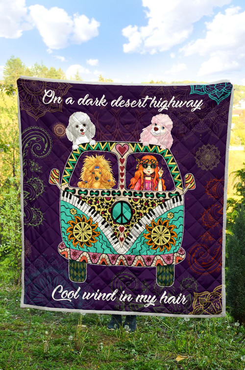 Poodle Hippie Van And Hippie Girl Quilt Blanket Great Customized Blanket Gifts For Birthday Christmas Thanksgiving Anniversary