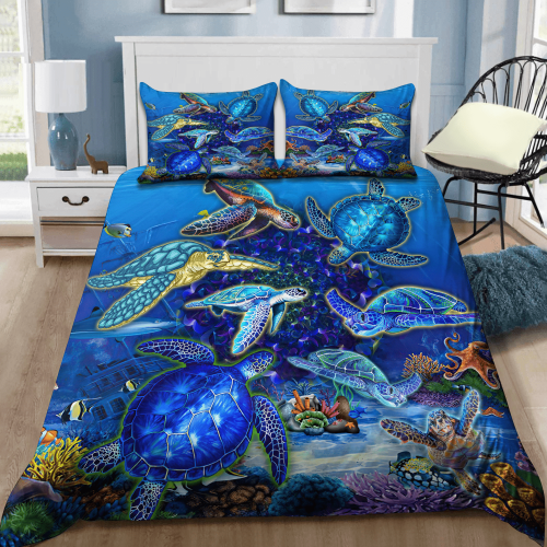 Blue Sea Turtle Duvet Cover Bedding Set