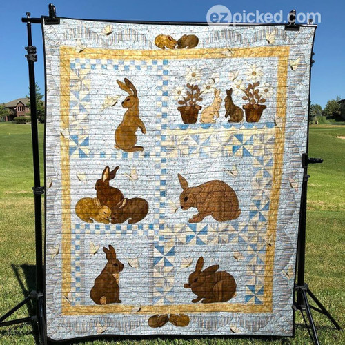 Lovely Brown Bunny Quilt Blanket Great Customized Blanket Gifts For Birthday Christmas Thanksgiving