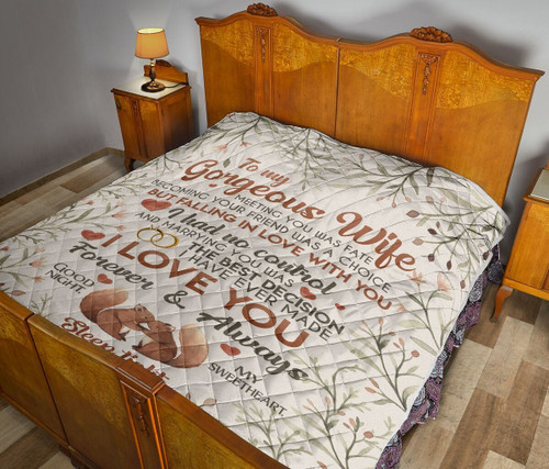 Personalized Squirrel Couple To My Gorgeous Wife From Husband My Sweetheart Sleep Tight Quilt Great Customized Gifts For Birthday Christmas Thanksgiving Mother's Day