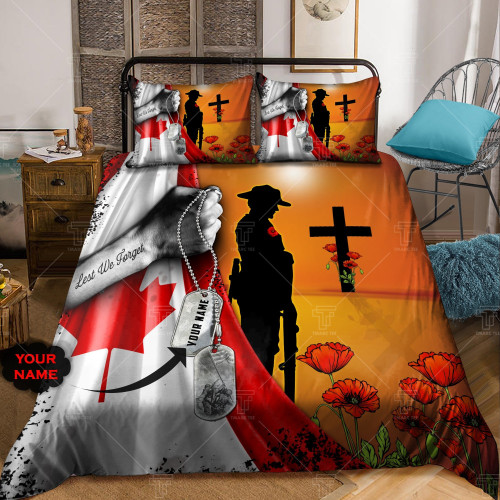 Lest We Forget Canadian Veteran Jesus Duvet Cover Bedding Set