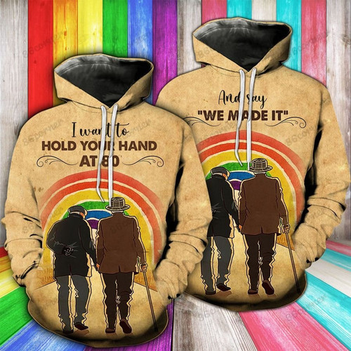 I Want To Hold Your Hands At 80 Lgbt Couple All Over Print Hoodie, Or Zip-up Hoodie