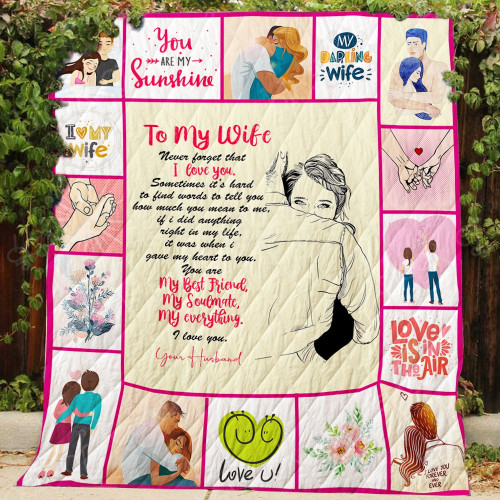 Personalized To My Wife From Husband You Are My Bestfriend My Soulmate Quilt Blanket Great Customized Gifts For Birthday Christmas Thanksgiving Wedding Valentine's Day Perfect Gifts For Couple
