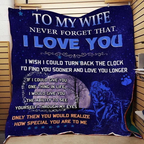 Personalized Biker To My Wife From Husband Never Forget That I Love You Quilt Blanket Great Customized Gifts For Birthday Christmas Thanksgiving Wedding Valentine's Day Mother's Day