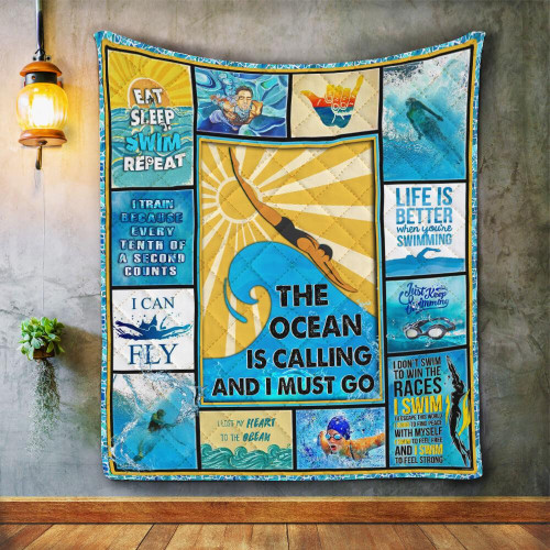 Swimming The Ocean Is Calling And I Must Go Quilt Blanket Great Customized Blanket Gifts For Birthday Christmas Thanksgiving