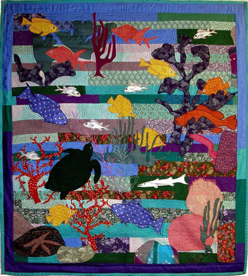 Tropical Fishes And Turtle Starfish Coral Quilt Blanket Great Customized Blanket Gifts For Birthday Christmas Thanksgiving