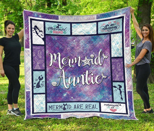 Mermaid Auntie Mermaid Are Real Quilt Blanket Great Customized Blanket Gifts For Birthday Christmas Thanksgiving