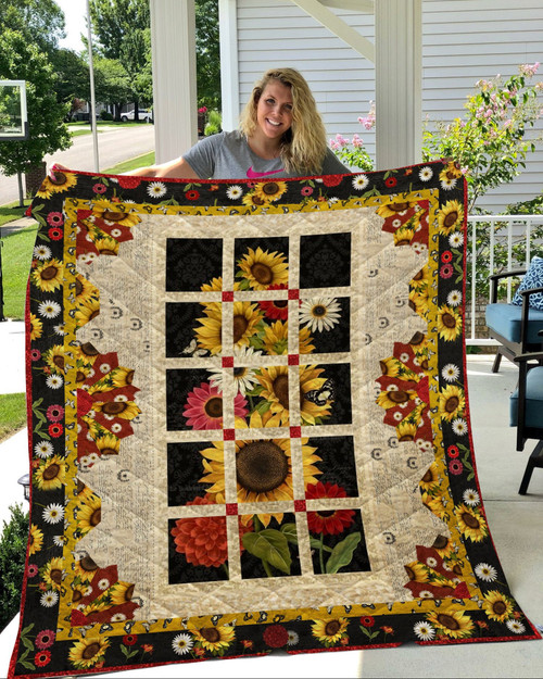 Sunflower Blooms Quilt Blanket Great Customized Gifts For Birthday Christmas Thanksgiving Perfect Gifts For Sunflower Lover