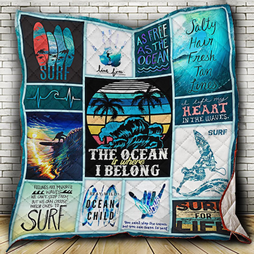 Surfing The Ocean Is Where I Belong Quilt Blanket Great Customized Blanket Gifts For Birthday Christmas Thanksgiving