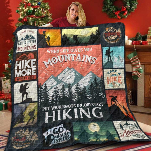 Hiking Go Outside Explore Quilt Blanket Great Customized Blanket Gifts For Birthday Christmas Thanksgiving Anniversary