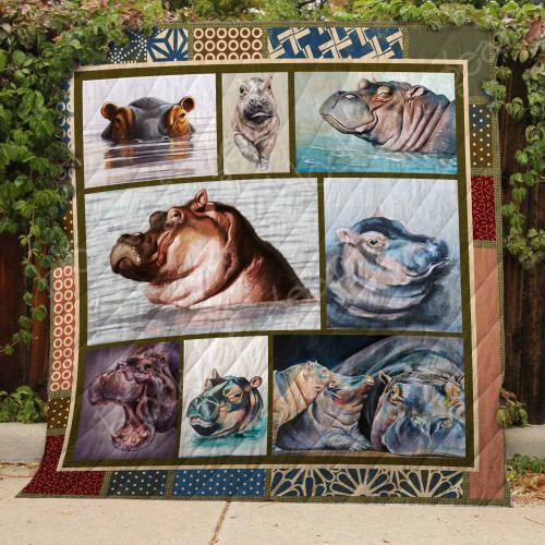 Hippo Quilt Blanket Great Customized Blanket Gifts For Birthday Christmas Thanksgiving