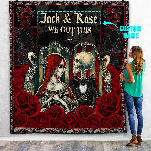 Personalized Skull Couple And Roses You And Me We Got This Quilt Blanket Great Customized Blanket Gifts For Birthday Christmas Thanksgiving