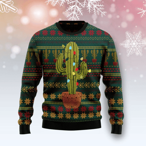 Cactus Ugly Christmas Sweater, All Over Print Sweatshirt