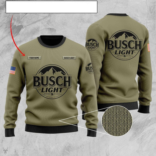 Personalized Camo Busch Light Ugly Christmas Sweater