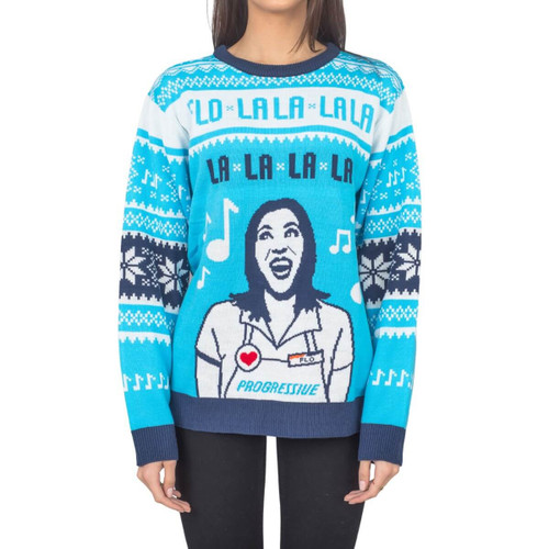 Official Progressive "Singing Flo!" Voice Box For Unisex Ugly Christmas Sweater, All Over Print Sweatshirt