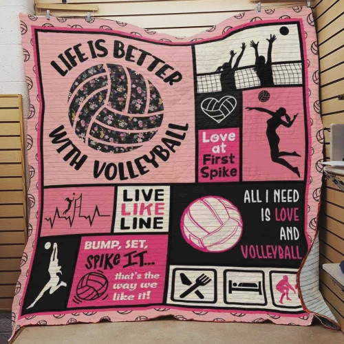 Life Is Better With Volleyball Quilt Blanket Great Customized Blanket Gifts For Birthday Christmas Thanksgiving