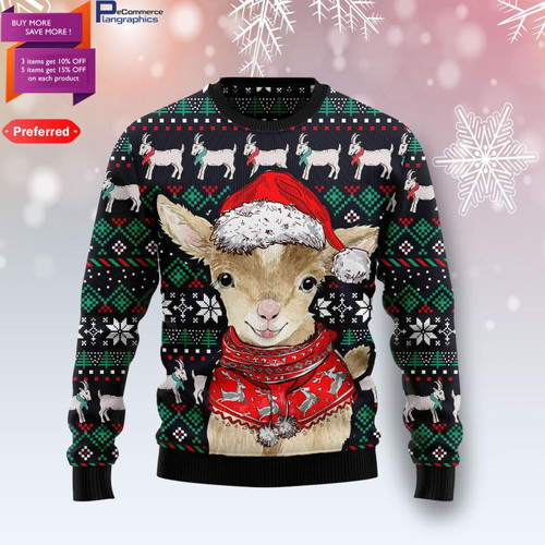 Cute Goat For Unisex Ugly Christmas Sweater, All Over Print Sweatshirt